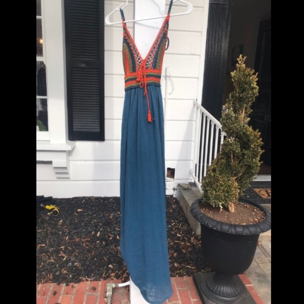 Zara Knit Crochet Top Maxi Dress, Small - Picture 4 of 8